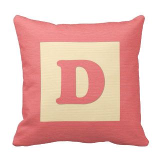Baby building block throw pIllow letter D (red)