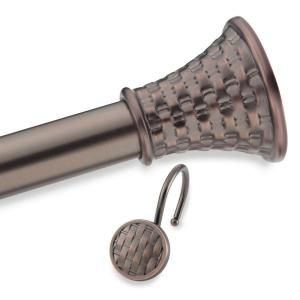 Elegant Home Fashions Woven Decorative Shower Rod and Hooks Set in Oil Rubbed Bronze HDST042