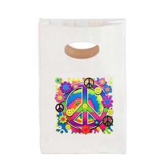 Canvas Lunch Tote Neon Smiley Face Floral Peace Symbol Sign  Reusable Lunch Bags  