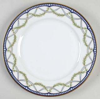 Tiffany Federal Dinner Plate, Fine China Dinnerware   Green/Gold Laurel,Blue/Gol