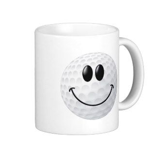 Golf Ball Smiley Face Coffee Mugs