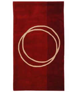 Handmade Rodeo Drive Circle of Life Red/ Ivory N.Z. Wool Rug (2'6 x 4'6) Safavieh Accent Rugs
