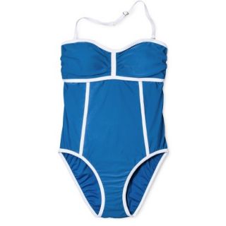 Merona Womens 1 Piece Swimsuit  Electric Blue L