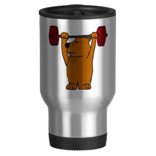 XX  Funny Brown Bear Weight Lifting Coffee Mugs