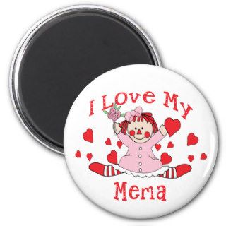 ra love memaI love My Mema Rag Doll & Hearts Refrigerator Magnets