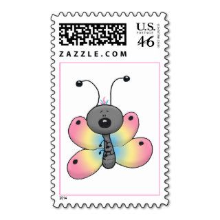 Cartoon Rainbow Butterfly Pink US Stamps