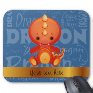 Cartoon Year of the Dragon Word Art Mousepads