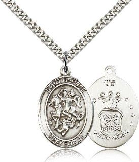 St. George / Air Force Pendants   Sterling Silver St. George Pendant Including 24 Inch Necklace Jewelry