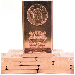 Half Pound .999 Pure Copper Bullion Bar Statue Of Liberty 2012 Design Coins