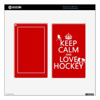 Keep Calm and Love Hockey (customize color) Kindle Fire Decals