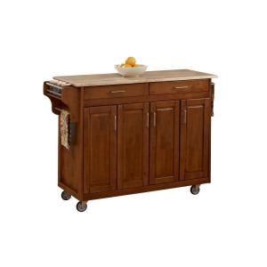 Home Styles 48 3/4 in. Create a Cart in Cottage Oak with Natural Wood Top 9200 1061
