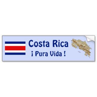 Costa Rica Flag and Map Bumper Sticker