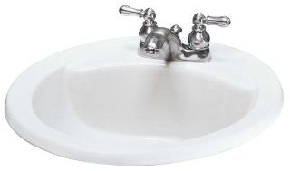 American Standard 0427.444.020 Cadet Round Countertop Sink with 4 Inch Faucet Holes, White   Bathroom Sinks  