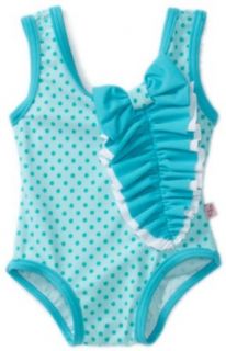Floatimini Baby Girls Infant Missy Vintage Polka Dot Swimwear, Blue, 12 18 Months Clothing