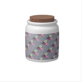 Elegant Vintage Pink Floral Pattern Diamond Shape Candy Jar