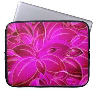 Abstract Girly Hot Pink Colorful Floral Pattern Laptop Computer Sleeves