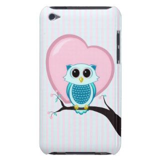 Stripes Cute Owl and Heart iPod Touch Case