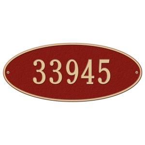 Whitehall Products Madison Oval Red/Gold Estate Wall One Line Address Plaque 4009RG