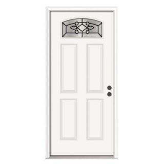 JELD WEN Sanibel Camber Top Primed White Steel Entry Door with Brickmold THDJW166700582