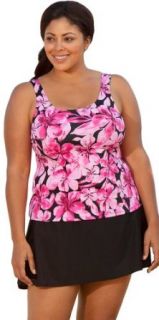 Beach Belle Honolulu Pink Plus Size Tank Skirtini Plus Size Swimsuit   OneColor   Size18 Bra Inserts