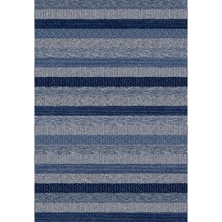 Eternity Striped Blue Rug (2' x 3'11) Accent Rugs