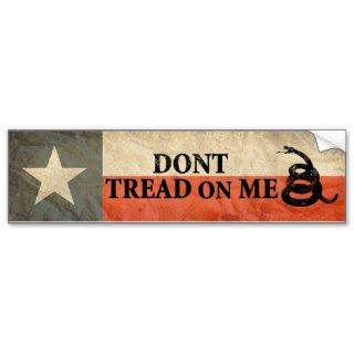 Texas and Don’t Tread on Me Flag Together Bumper Stickers