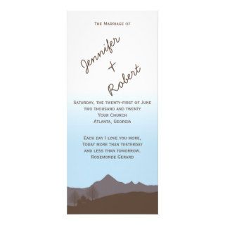 Rustic Mountain Watercolor Wedding Program Rack Cards