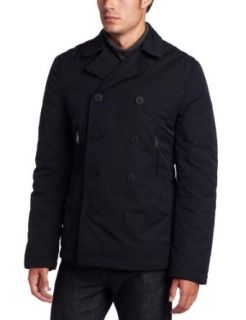 J.Lindeberg Men's Bender Dressed Twill Pea Coat, Dark Navy, Large at  Mens Clothing store Wool Outerwear Coats