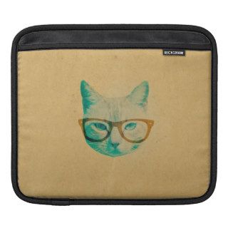 Funny Cool Cute Hipster Cat Thick Framed Glasses iPad Sleeve