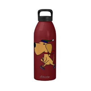 WY  Funny Labrador Dog Ice Skating Reusable Water Bottle