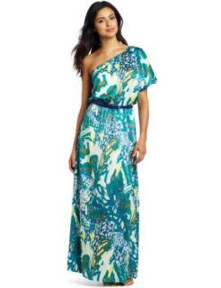 Tiana B Women's Watercolor Wonderland Maxi Dress, Teal/Multi, Small
