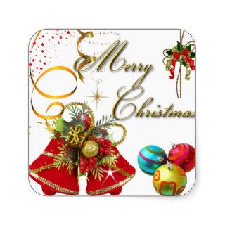 Merry Christmas  Gold Red Xmas Party Sticker