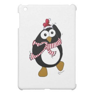 Cartoon Christmas Penguin wearing a Santa Hat. iPad Mini Case