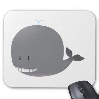 Whale Smiling Gray Mouse Pads