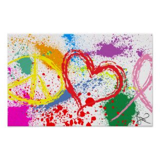 "medium" Peace Love Hope Paint Splatter Posters