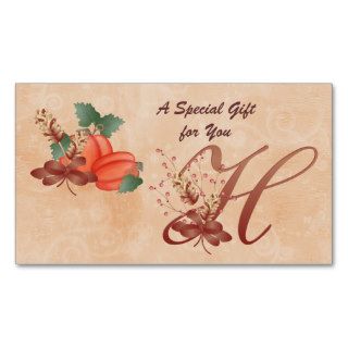 Thanksgiving Monogram Letter H Gift Card Business Card Templates