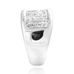 Icz Stonez Sterling Silver Clear Crystal Greek Key Ring ICZ Stonez Crystal, Glass & Bead Rings