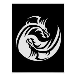 Tribal Dragons Yin Yang (Customizable) Posters
