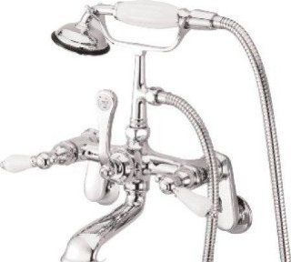 Elements of Design DT0518AX Hot Springs Wall Mount Clawfoot Tub Filler with Hand Shower, Satin Nickel   Clawfoot Bathtubs  