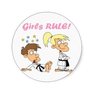 Girls Rule judo Round Stickers
