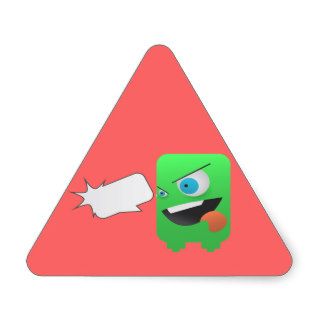 Big Eye Green Slime Monster   Blank Template Triangle Sticker