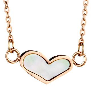 Rose Goldplated Stainless Steel Pearl Heart Necklace West Coast Jewelry Stainless Steel Necklaces