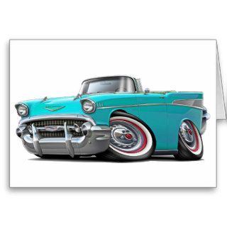 1957 Chevy Belair Turquoise Convertible Greeting Cards
