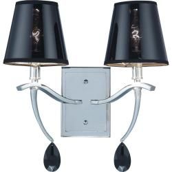 Grace 2 Light Polished Chrome with Semi Transparent Black Shade Wall Sconce Nuvo Lighting Sconces & Vanities