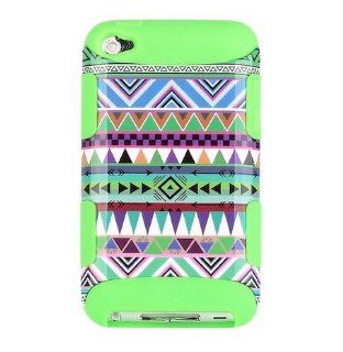 FiveBox Tribe Pattern Plastic + Silicon Material Case Snap on Cover Protective Skin For Apple ipod touch 4 (Green/Green) Cell Phones & Accessories