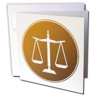 gc_165575_2 Houk Digital Design   Law   Brown Circle Symbol Scales of Justice   Greeting Cards 12 Greeting Cards with envelopes 