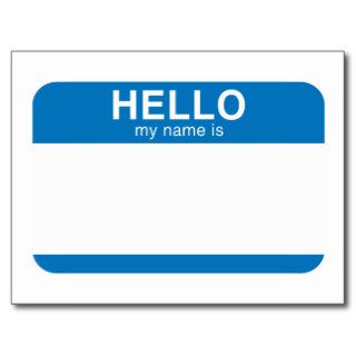 Hello My Name Is   Blue Postcards
