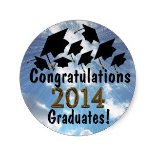 Fun Congratulations 2014 Graduates Caps Stickers