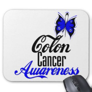 Colon Cancer Awareness Butterfly Mouse Pads