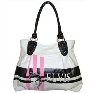 Licensed Elvis Presley Hobo, White Elvis Presley Fashion Handbag, 19."w X 14"h X 3"d Shoes
